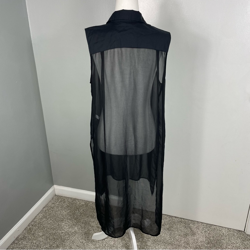White House Black Market Sheer Black Sleeveless Blouse - Picture 4 of 6